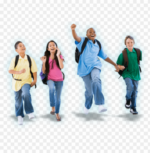 school kids walking Clean Background Isolated PNG Image