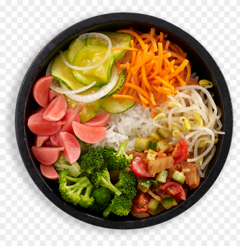 scroll down - korean food top view PNG graphics with alpha transparency bundle