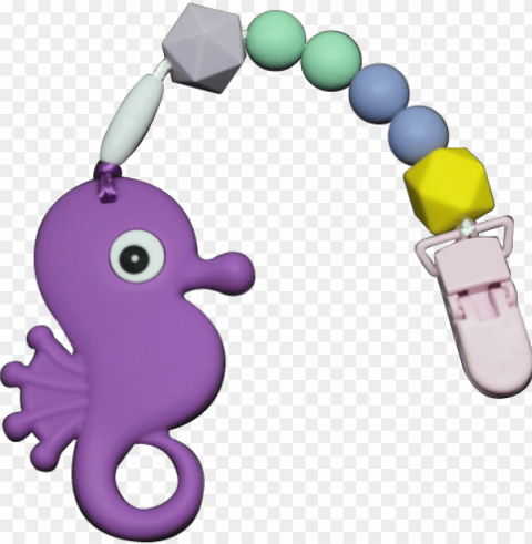 seahorse clipper - purple - teethers - cartoo PNG Graphic Isolated on Transparent Background