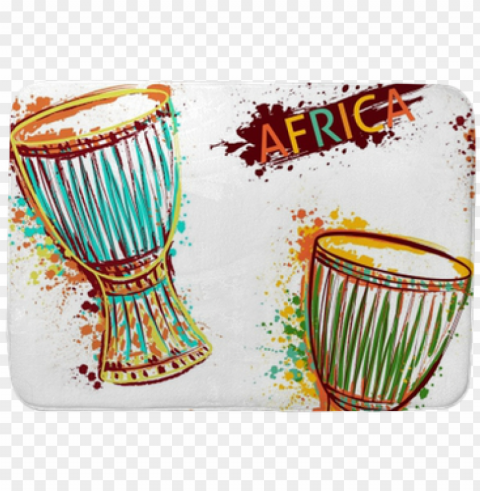 seamless pattern with african drum tam tam and splashes - african musical instruments clipart PNG Image with Clear Background Isolation