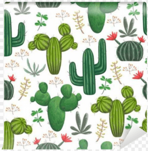 seamless pattern with cacti succulents and floral - papier peint cactus PNG transparent icons for web design