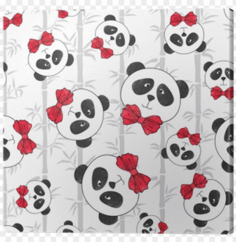 seamless pattern with panda and bamboo - panda cuteness cartoon pink Transparent PNG illustrations