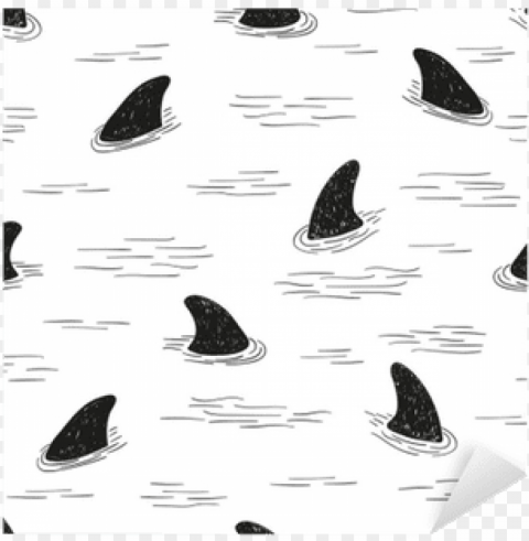 seamless shark fin pattern - shark fin doodle PNG Graphic with Transparent Background Isolation