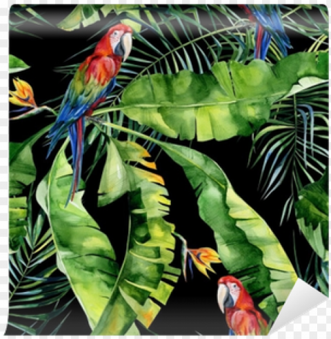 seamless watercolor illustration of tropical leaves - obrazy na płótnie tropical papugi Transparent background PNG images comprehensive collection PNG transparent with Clear Background ID d33a42e6