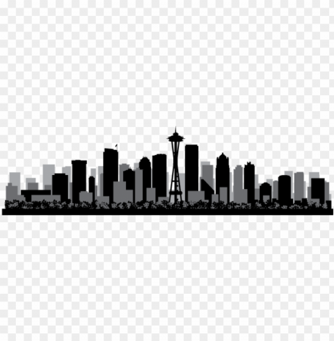 seattle skyline silhouette - seattle tile coaster PNG clip art transparent background