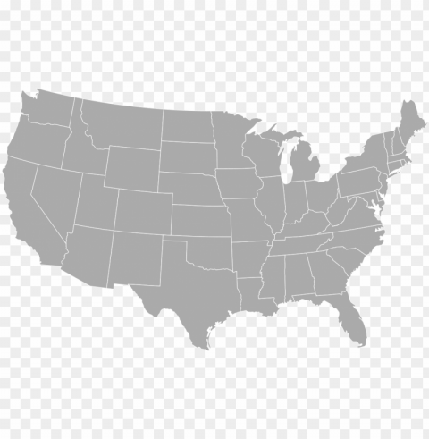 select your state - united states map gray Isolated Icon on Transparent Background PNG