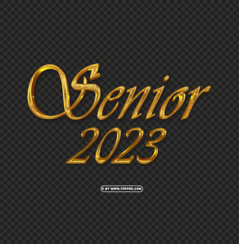 senior 2023 with 3d gold style Isolated Character in Clear Transparent PNG