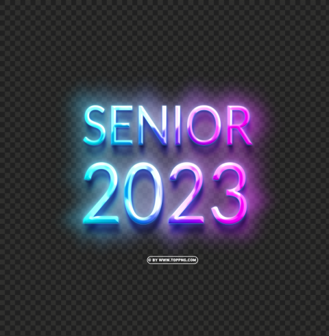 senior 2023 with neon light Isolated Character in Transparent Background PNG