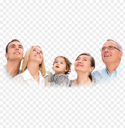 services - happy family looking u Isolated Artwork on Clear Transparent PNG