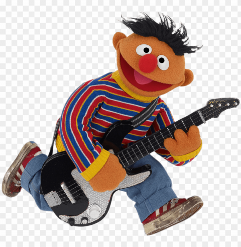 sesame street ernie with electrical guitar - bert and ernie instruments Free PNG download no background