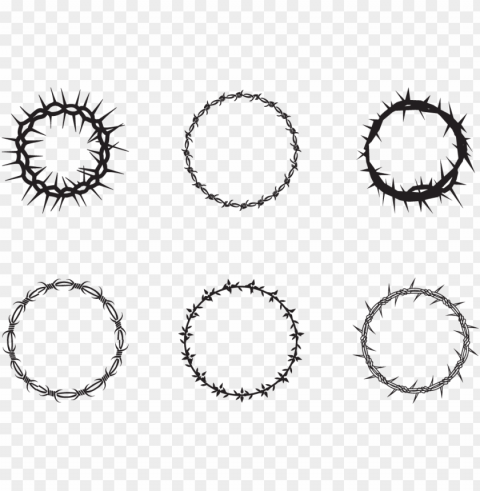 set assorted christian crowns of thorns silhouette Isolated PNG Item in HighResolution