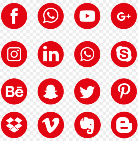 set logo symbol icon and vector - free social media icons blue Isolated Item in Transparent PNG Format