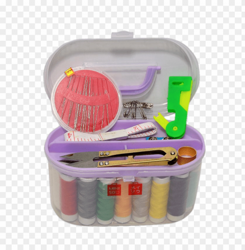 sewing kit in plastic holder PNG Image with Transparent Isolated Graphic