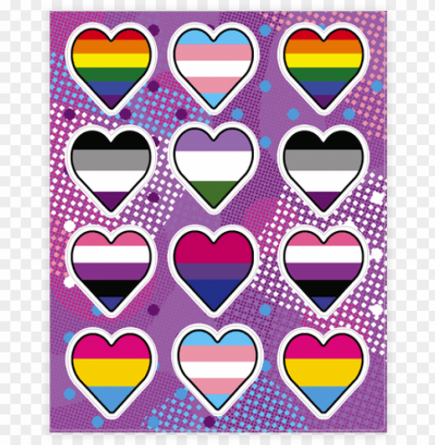 sexuality pride flag stickerdecal sheet - all sexualities flags Isolated Design in Transparent Background PNG