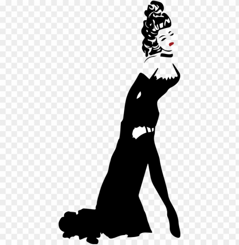 shaow clipart victorian era - burlesque dancer silhouette Isolated Graphic on HighQuality Transparent PNG
