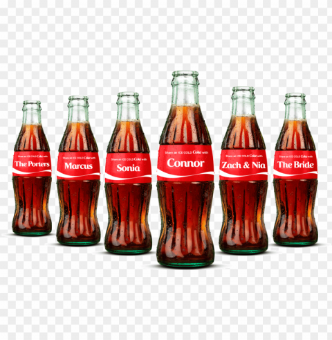 share a coke 6 pack of 8 fl oz - coca cola bottle Isolated PNG Element with Clear Transparency