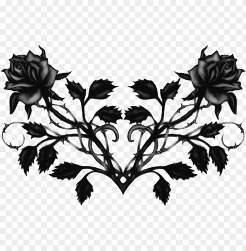 share this image - black roses with thorns PNG transparent design