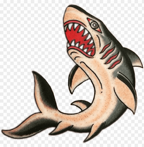 shark tattoo traditional - shark tattoo old school PNG Graphic with Clear Background Isolation
