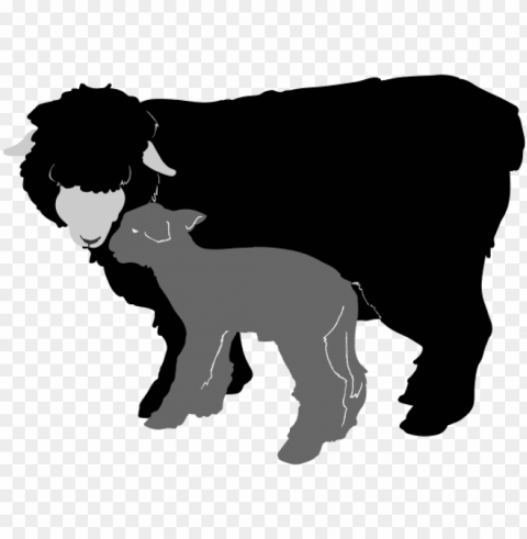 sheep silhouette clipart - sheep and lamb silhouette PNG for use