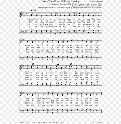 sheet music picture - come thou fount of every blessing piano PNG files with no background free
