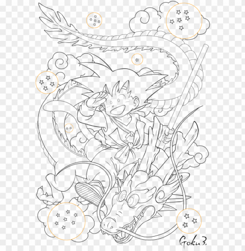 shenron and goku drawi Isolated PNG Element with Clear Transparency