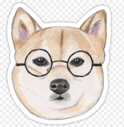 shiba inu with oversized round glasses sticker by namibear - shiba inu glasses dog cute shiba inu puppy patter Transparent background PNG photos