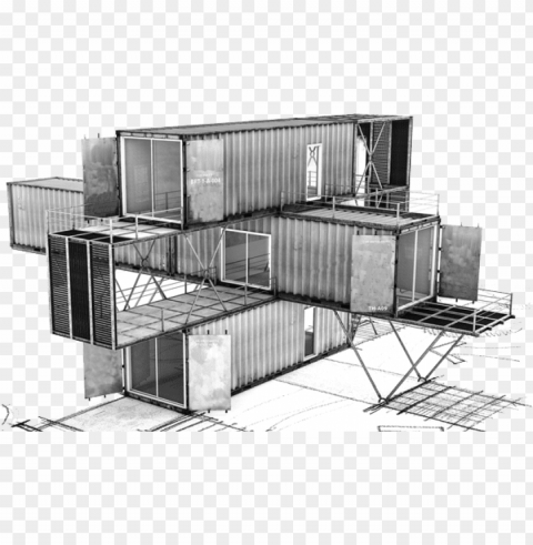 shipping container building shipping container home - building hand sketch HighQuality Transparent PNG Isolated Object