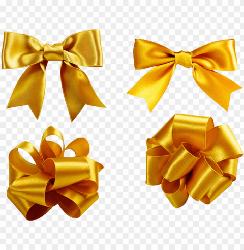 shoelace knot ribbon golden - gold ribbon for gift Isolated Artwork in Transparent PNG