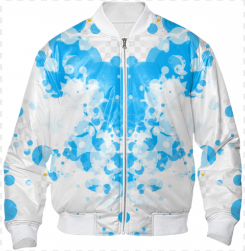 shop blue bubbles bomber jacket by rhythmik flow - zipper PNG transparent elements complete package