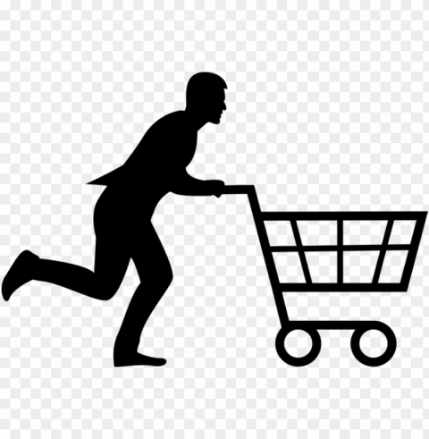shopping cart man woman running run buy store - shopping cart silhouette Free download PNG images with alpha channel