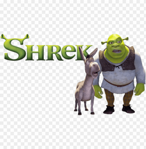 shrek movie image with logo and character - shrek 1 fanart Isolated Graphic on Clear Transparent PNG