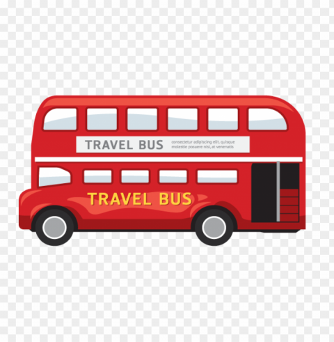 side view cartoon london double decker bus HighResolution Transparent PNG Isolated Graphic
