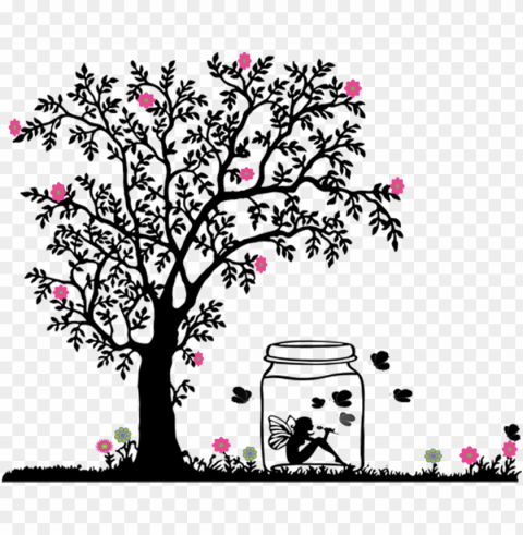 silhouette 1898502 1920 - siluet pohon bunga sakura Clear Background PNG Isolated Element Detail