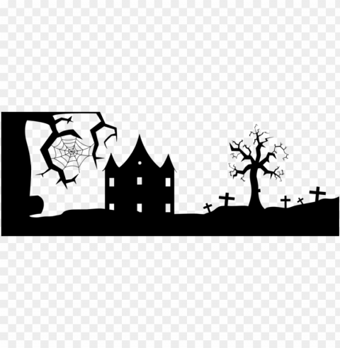 silhouette cartoon black and white visual arts landscape - silhouette halloween clip art PNG Image Isolated with High Clarity