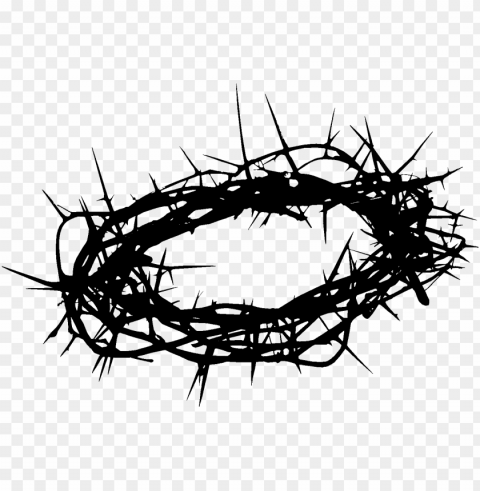 silhouette crown of thorns christian spines vector Isolated PNG Object with Clear Background