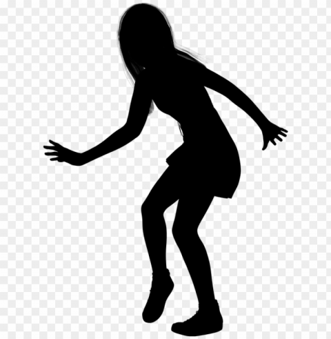 silhouette girl woman young teenager dance - teenager girl silhouette Isolated Artwork on Transparent Background