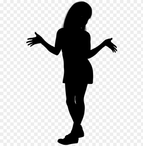 silhouette girl woman young teenager movement - black teen girl silhouette PNG Isolated Illustration with Clear Background