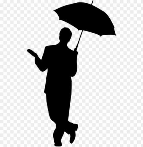 silhouette man umbrella business - man with umbrella rain PNG images with no royalties