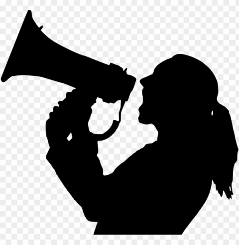 silhouette marketing megaphone woman screaming - silhouette PNG clip art transparent background