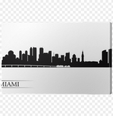 silhouette miami skyline logo Isolated Element with Transparent PNG Background