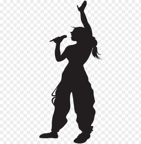 silhouette of a karaoke singer - silhouette of girl singi PNG images for printing