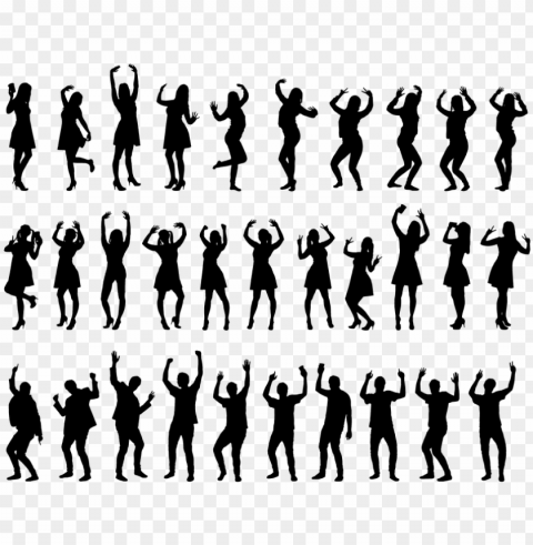 silhouette party people dancing men women happy - people silhouette Clear Background Isolated PNG Graphic