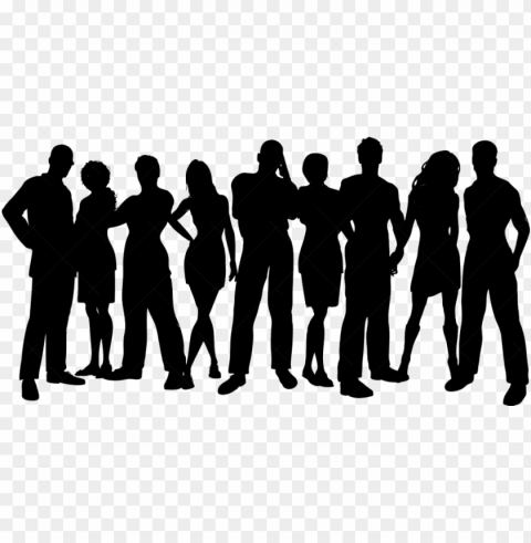 silhouette - teenager group silhouette Clear Background PNG Isolated Subject