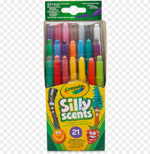 silly scents twistable crayons set - crayola silly scents twistables colored pencils - 12-pack PNG Illustration Isolated on Transparent Backdrop