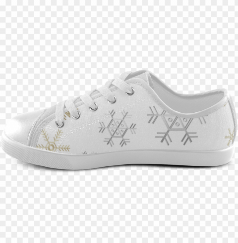 silver and gold snowflakes on a white background canvas - skate shoe PNG with transparent backdrop