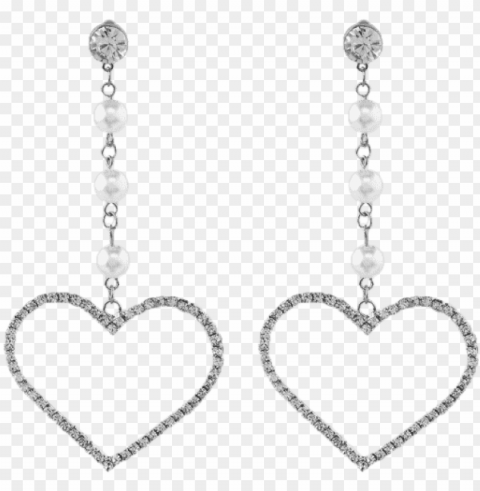 silver heart dangle earrings - earrings Isolated Character on HighResolution PNG