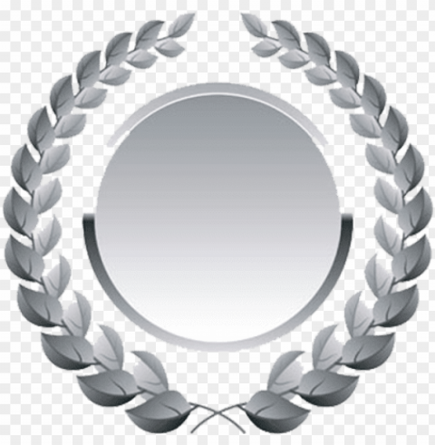 silver medal - laurel wreath vector Transparent Background Isolated PNG Item