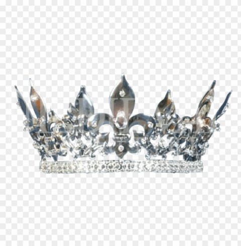 silver queen crown - silver king crown PNG Isolated Object with Clarity