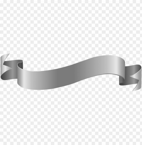 silver ribbon banner - gray ribbon banner Isolated PNG Object with Clear Background