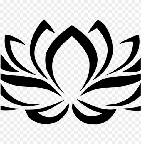 simple clipart lotus - lotus flower clipart black white PNG with transparent backdrop